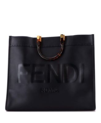 Бывшая в употреблении большая сумка-шоппер Fendi Sunshine Shopper Tote из кожи черного цвета