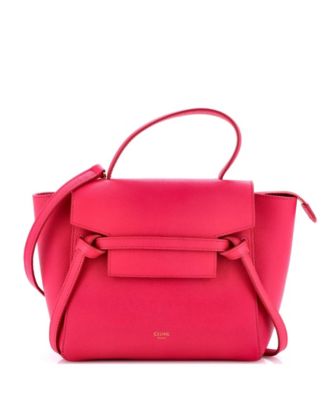 Бывшая в употреблении поясная сумка Celine Nano из текстурированной кожи розового цвета