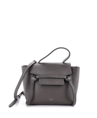 Бывшая в употреблении поясная сумка Celine Nano из текстурированной кожи серого цвета