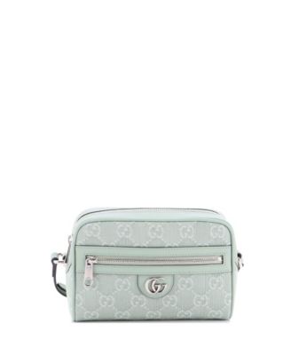 Бывшая в употреблении сумка Gucci Mini Ophidia из джинсовой ткани и кожи зеленого цвета