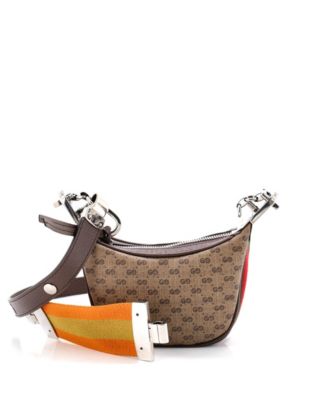 Бывшая в употреблении сумка Gucci Mini Attache через плечо из холщовой ткани с покрытием Micro GG коричневого цвета