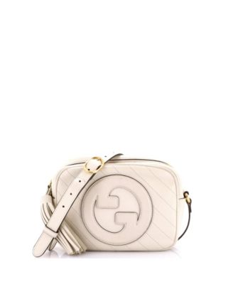 Бывшая в употреблении сумка через плечо Gucci Small Blondie NM Camera из диагональной стеганой кожи коричневого / бежевого цвета