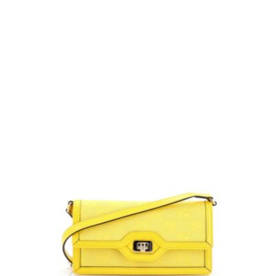Бывшая в употреблении сумка через плечо Gucci Mini Luce GG Canvas желтого цвета