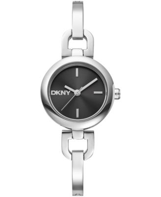Женские кварцевые часы DKNY с половинчатым браслетом из нержавеющей стали 26 мм черного цвета