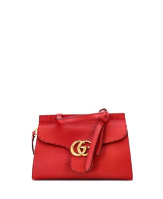 Бывшая в употреблении сумка Gucci Mini GG Marmont с верхней ручкой, красная кожа