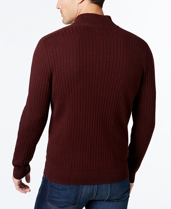 Alfani Mens Ribbed Full Zip Sweater Classic Fit Created For Macys And Reviews Sweaters Men