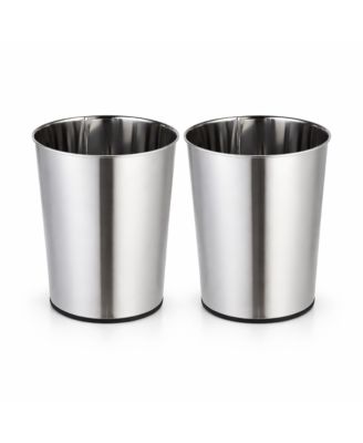 Круглая мусорная корзина Home Zone Living Gallon с открытым верхом, Нержавеющая сталь, Серебристый, 2 упаковки с пакетами для мусора серебристый