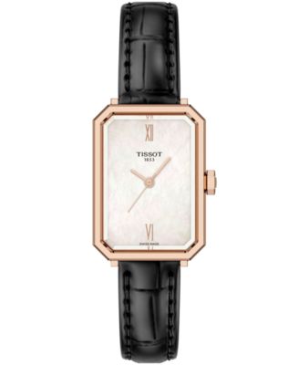 Женские кварцевые часы Tissot на черном кожаном ремешке, 21,80 мм