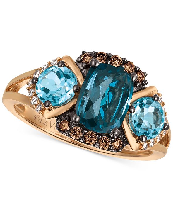 Le Vian Chocolatier Blue Topaz (25/8 ct. t.w.) and Diamond (1/5 ct. t.w.) Ring in 14k Rose Gold
