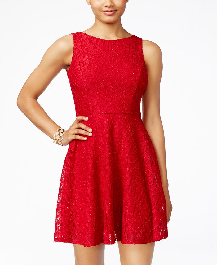 Speechless Juniors' Glittered Lace Dress, Created for Macy's & Reviews ...