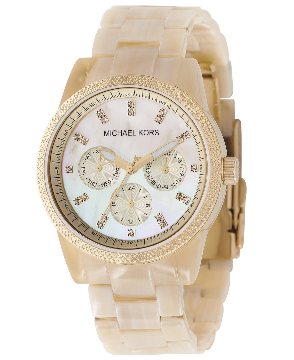 Michael Kors Watch, Womens Chronograph Ritz Resin Horn Bracelet 36mm