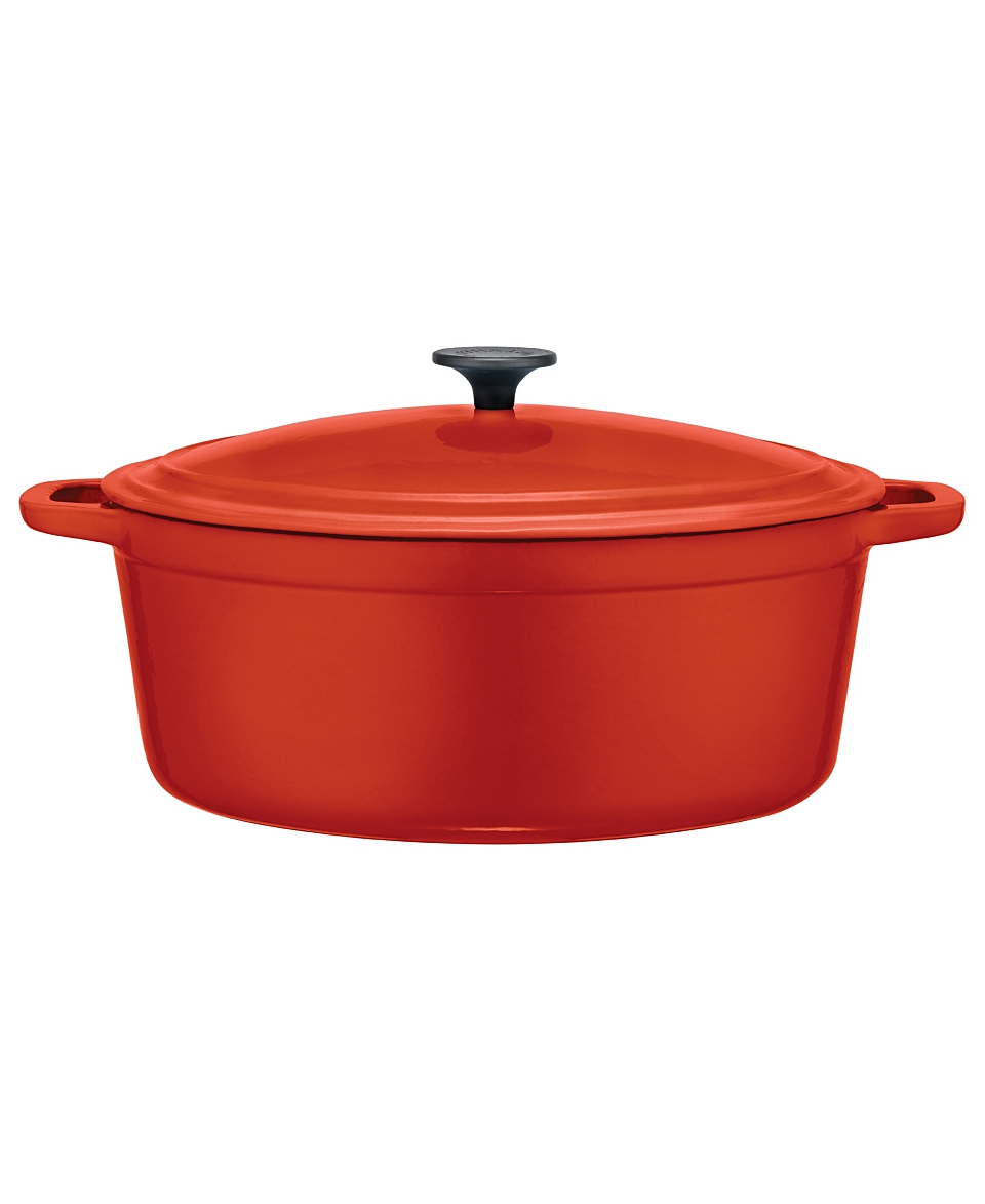 Martha Stewart Collection Red Enameled Cast Iron Oval Casserole, 7 Qt.