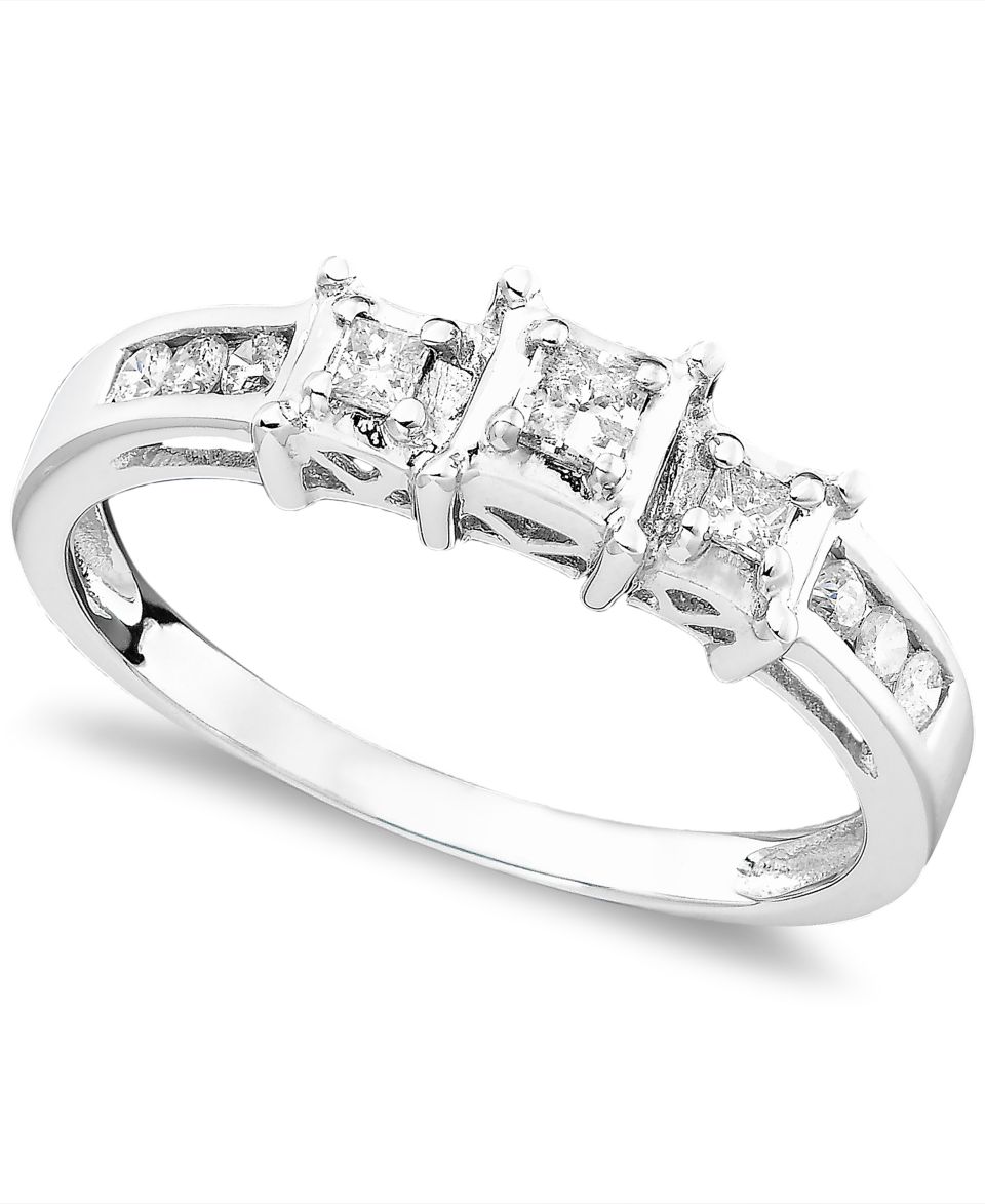 Diamond Ring, 14k White Gold Three Stone Diamond (1/4 ct. t.w.)