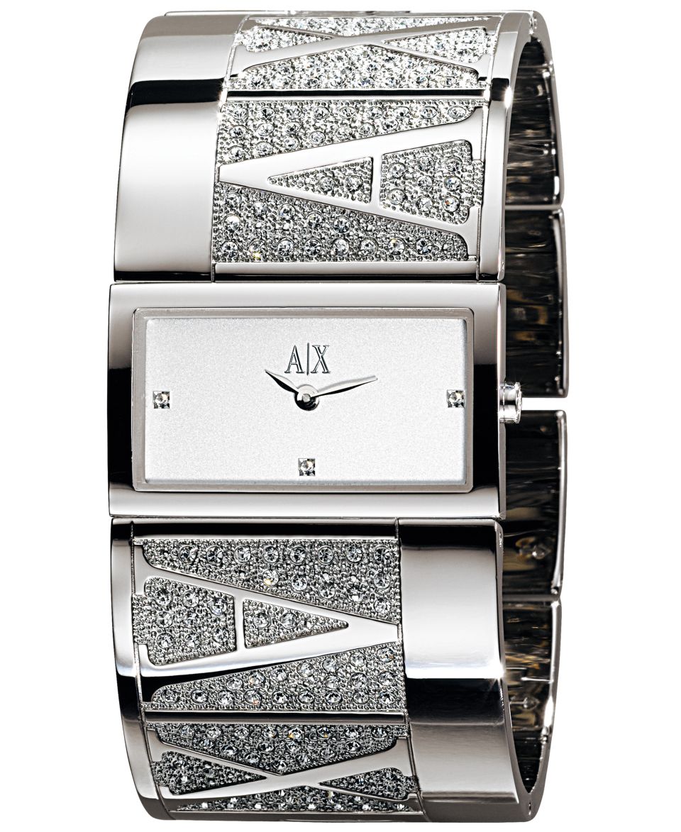 Armani Exchange Watch, Womens Crystal Accented Stainless Steel