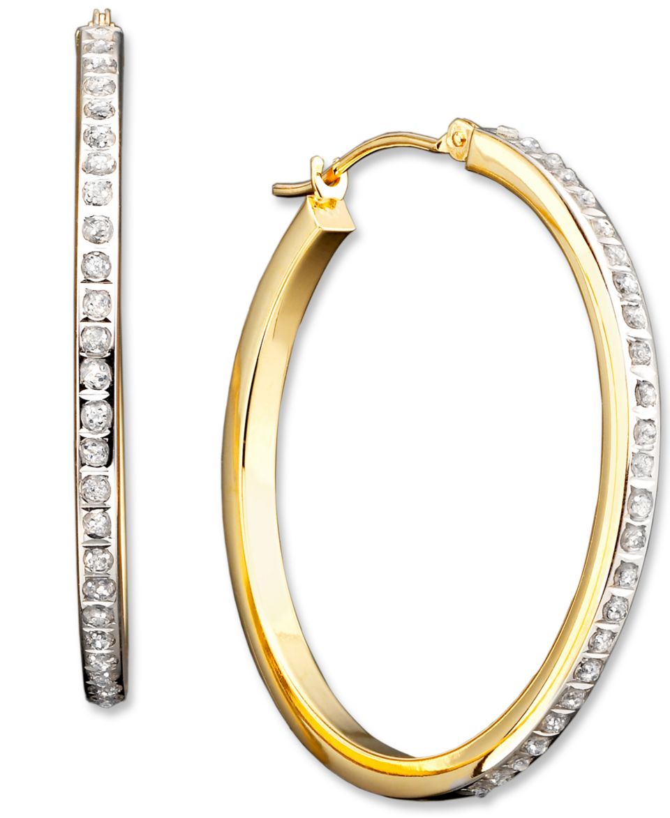 14k Gold Earrings, Diamond Accent Hoop   Rings   Jewelry & Watches