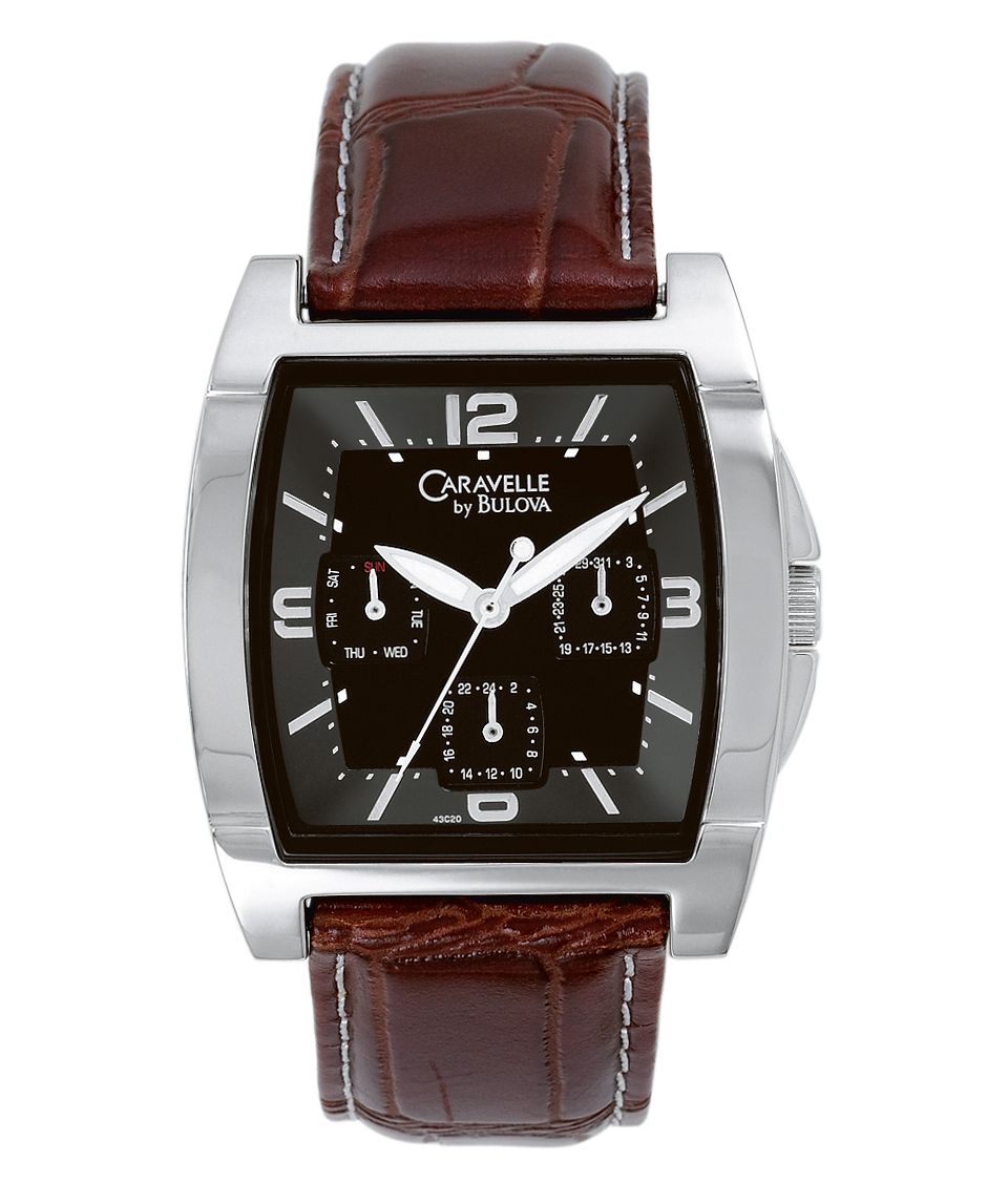 Caravelle by Bulova Watch, Mens Brown Leather Strap 43C20