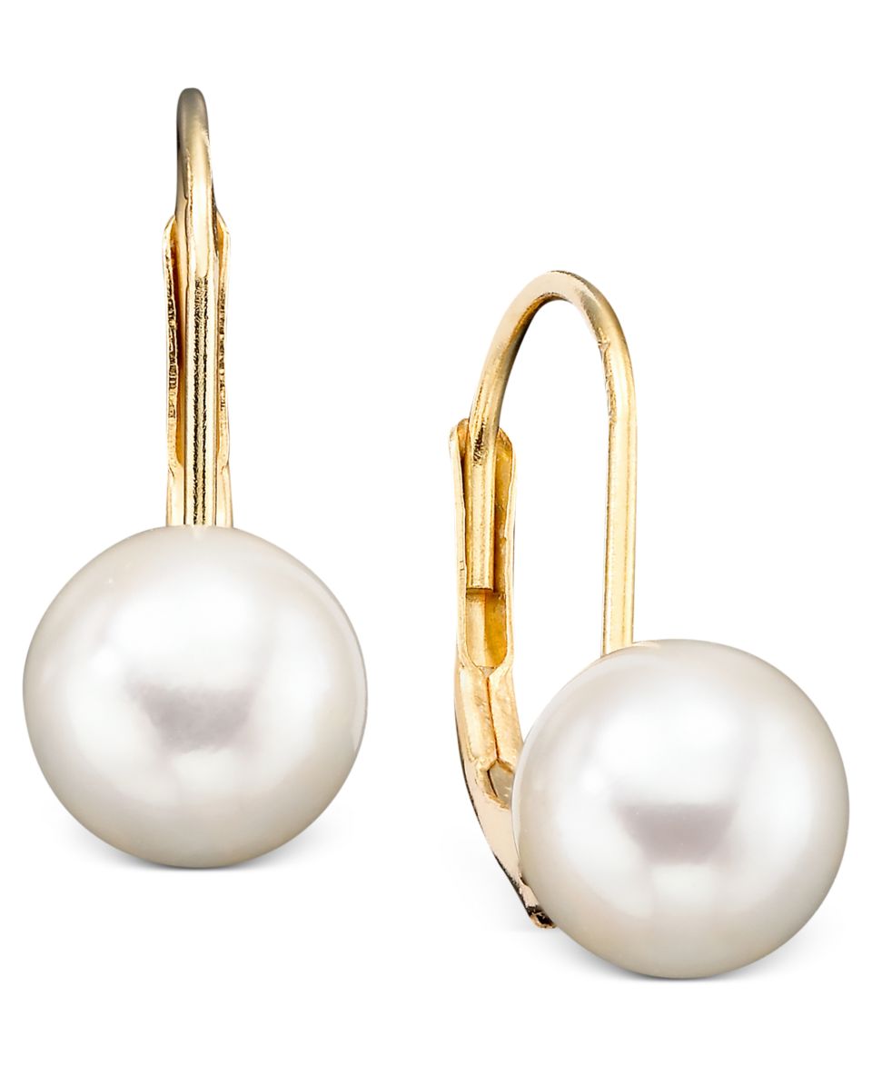 14k Gold Earrings, Cultured Freshwater Pearl   Earrings   Jewelry & Watches