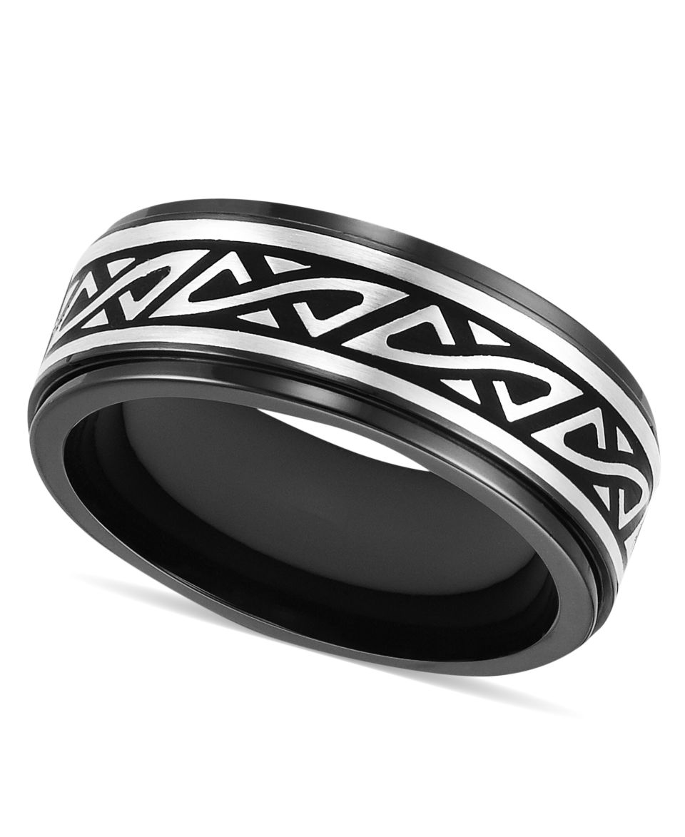 Mens Sterling Silver Ring, Black Diamond Braided Ring (1/4 ct. t.w