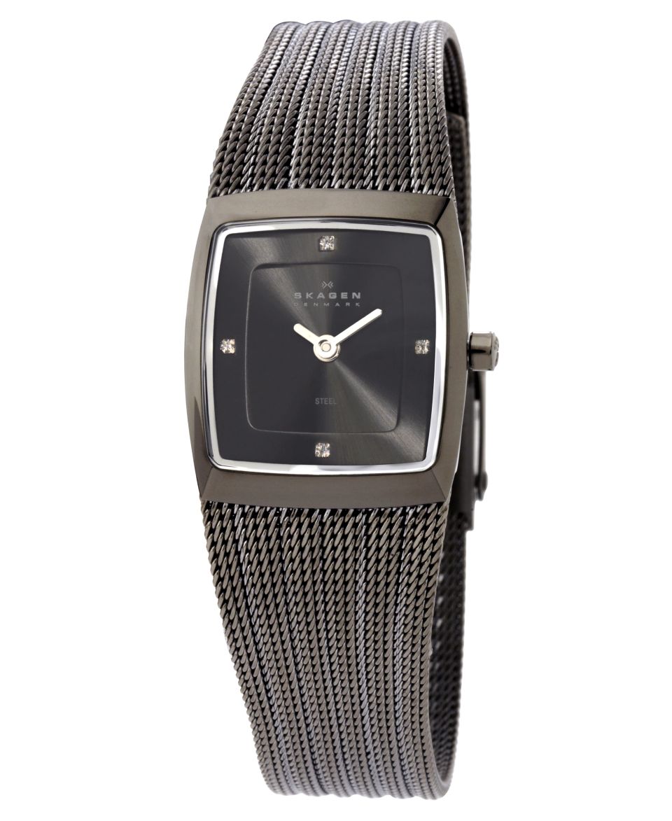 Skagen Denmark Watch, Womens Charcoal Stainless Steel Mesh Bracelet