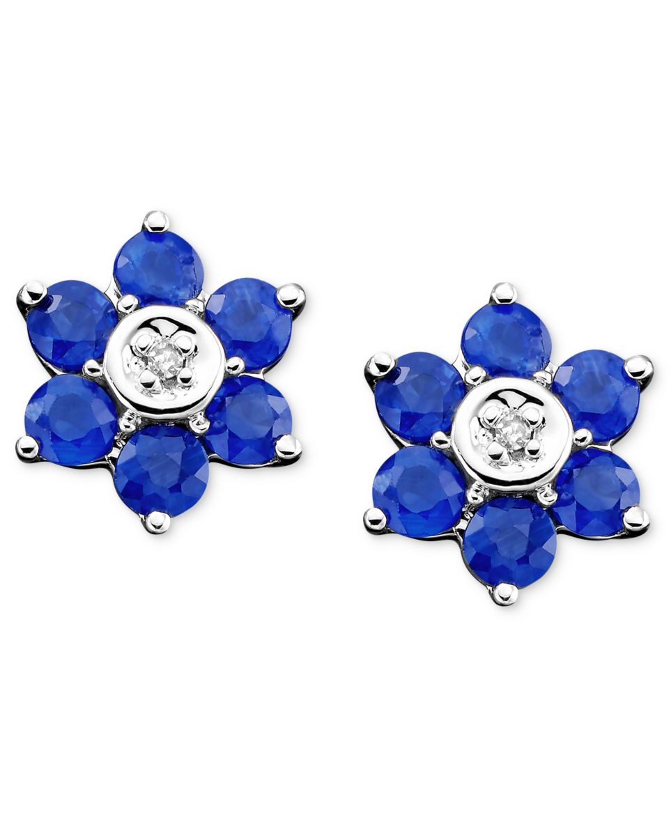 14k Gold Earrings, Sapphire (1 1/10 ct. t.w.) and Diamond Accent