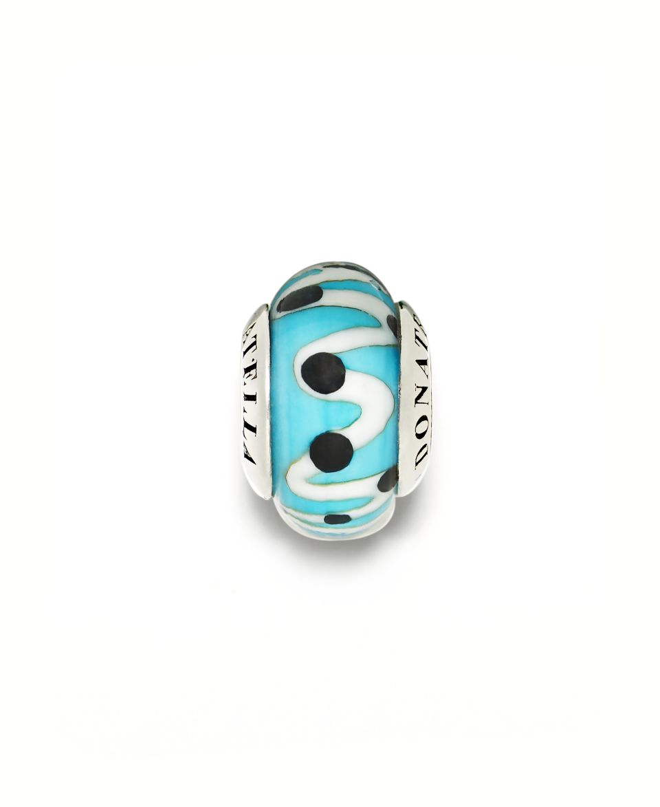 Donatella Charm, Sterling Silver White, Turquoise, and Black Murano