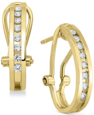 Серьги Macy's J-hoop с бриллиантами 0,25 карат, золотистые