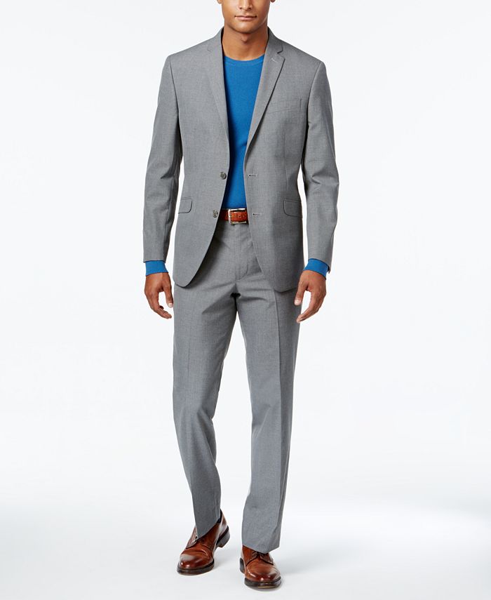 Cole Reaction Men's SlimFit Gray Check Suit & Reviews Suits