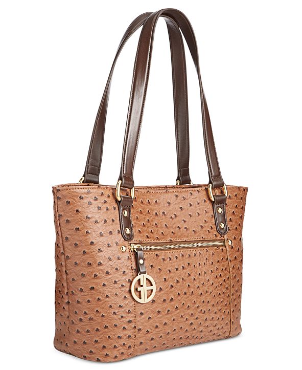Giani Bernini Ostrich-Embossed Tote, Created for Macy's & Reviews ...