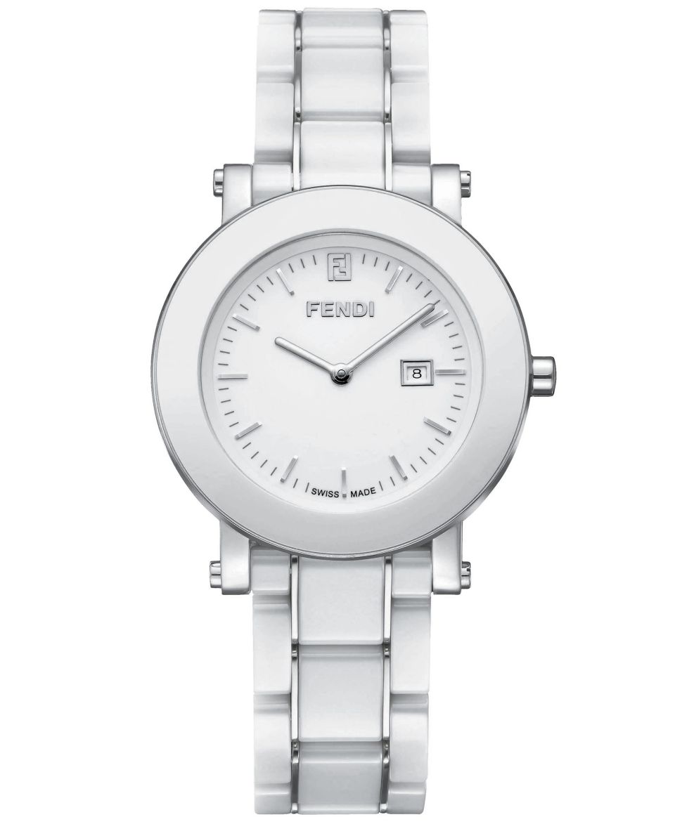 Fendi Timepieces Watch, Womens Swiss Chronograph White and Rose Gold PVD Ceramic Bracelet 38mm F672140   Watches   Jewelry & Watches