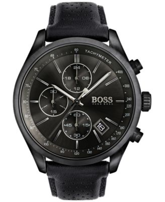 hugo boss leather strap watch