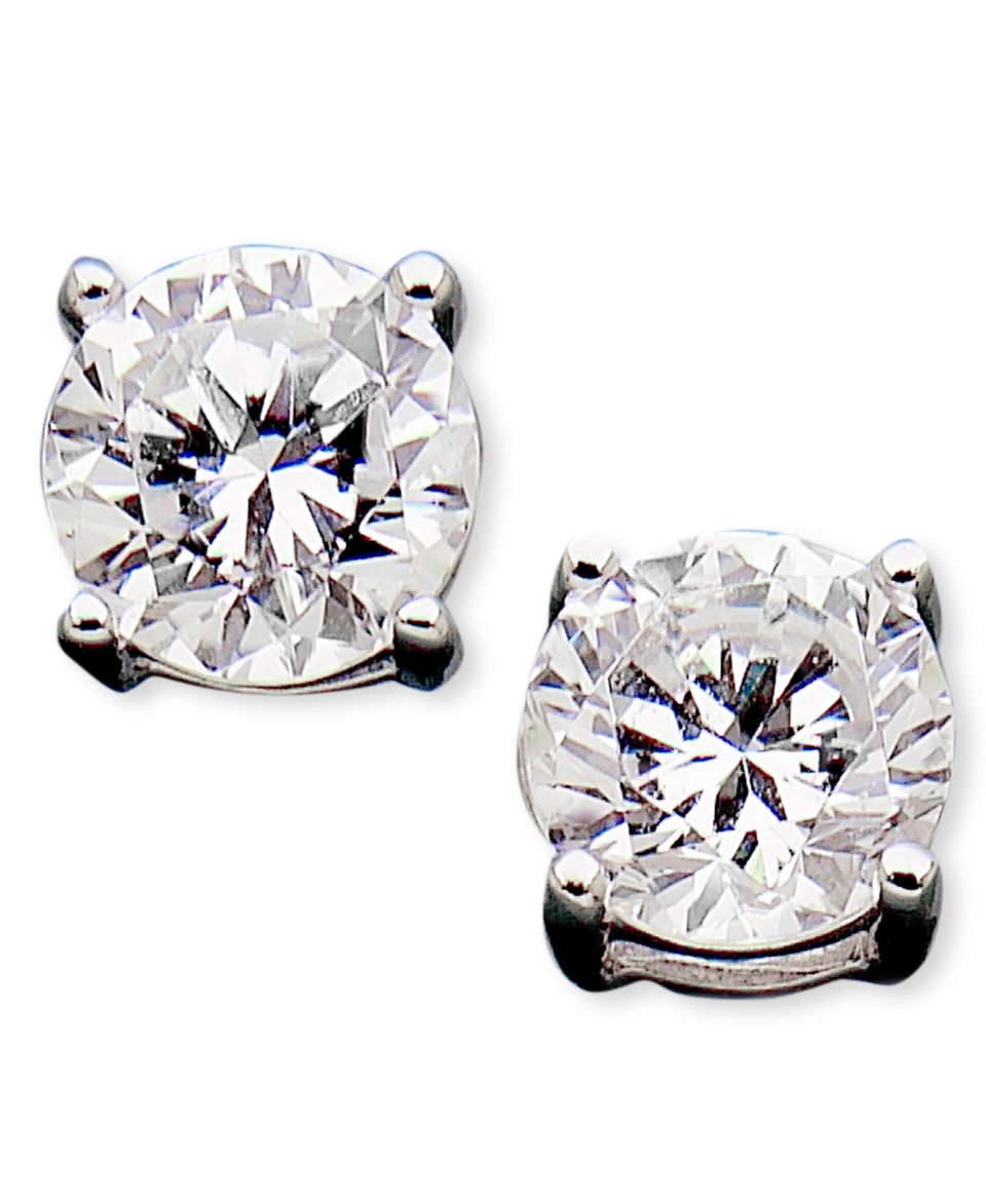 CRISLU Earrings, Platinum Over Sterling Silver Round Cubic Zirconia