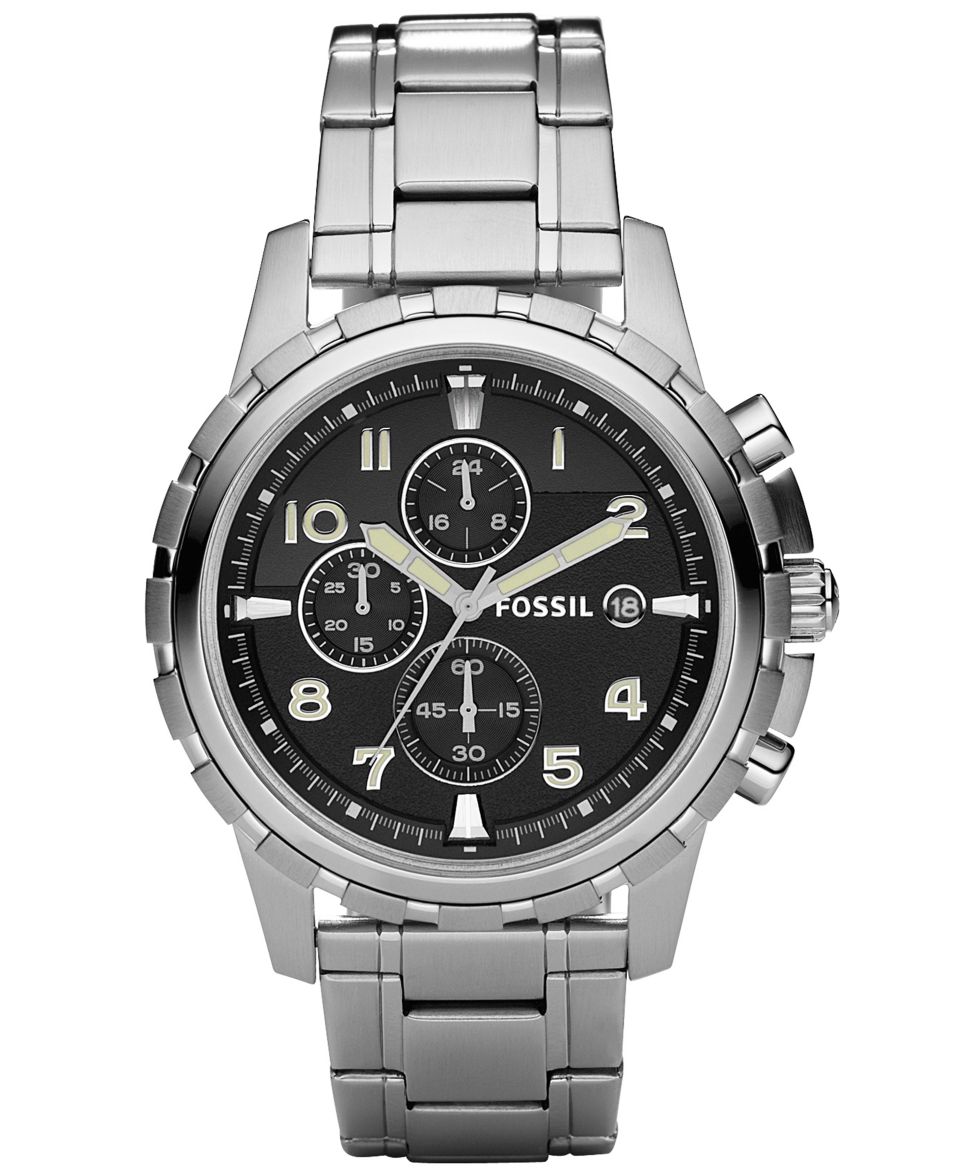 Fossil Watch, Mens Chronograph Dean Stainless Steel Bracelet 45mm