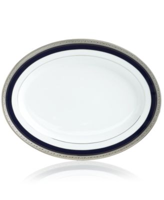 Овальное блюдо Noritake Crestwood из кобальтово-платинового дерева, 14 дюймов