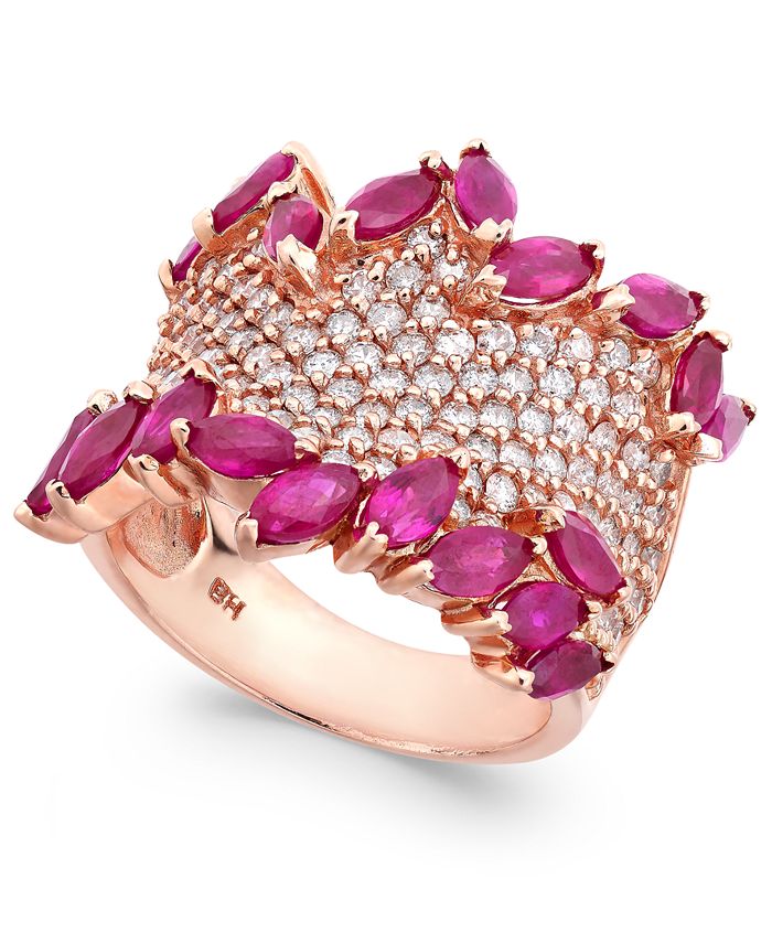 EFFY Collection Rosa by EFFY® Ruby (31/4 ct. t.w.) & Diamond (13/8 ct. t.w.) Ring in 14k Rose