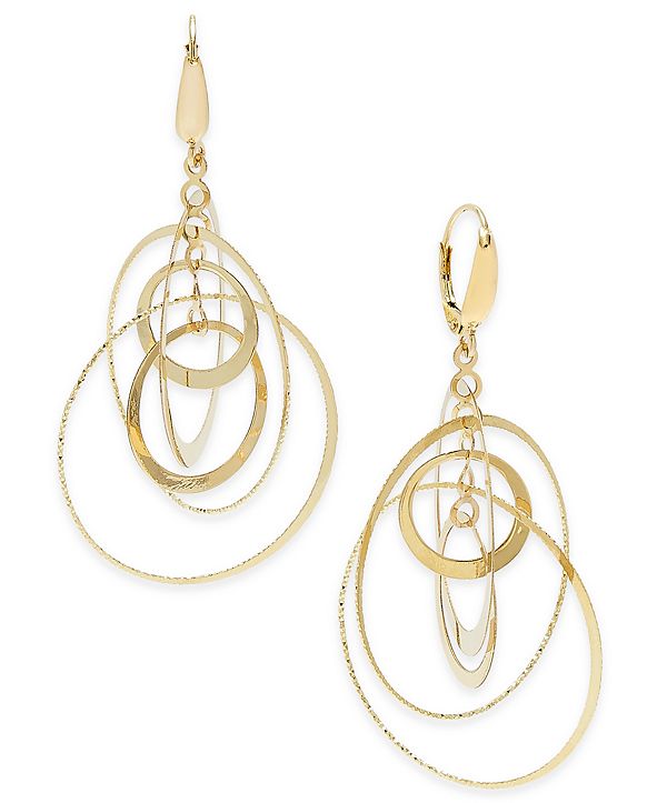 Italian Gold Multi-Circle Orbital Drop Earrings in 14k Gold & Reviews ...