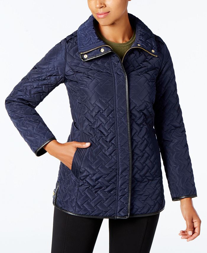 Cole Haan Signature Faux Leather Trim Quilted Coat Reviews Coats Women Macy S