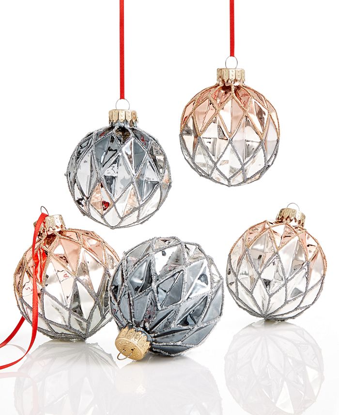 Holiday Lane Set of 5 Glass Ball Ornaments, Created for Macy's