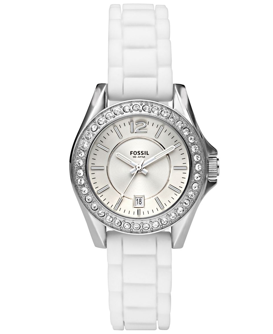 Fossil Watch, Womens Mini Riley White Silicone Strap 33mm ES2878