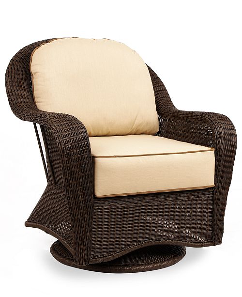 Furniture Monterey Wicker Outdoor Swivel Glider With Sunbrella Cushion Created For Macy S Reviews Furniture Macy S
