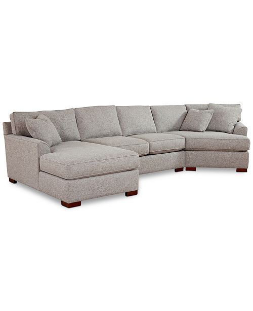 Furniture Closeout Carena 3 Pc Fabric Sectional Sofa With Armless Loveseat And Cuddler Chaise Created For Macy S Reviews Furniture Macy S