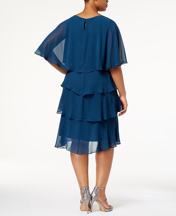 SL Fashions Plus Size Embellished Tiered Chiffon Dress & Reviews ...