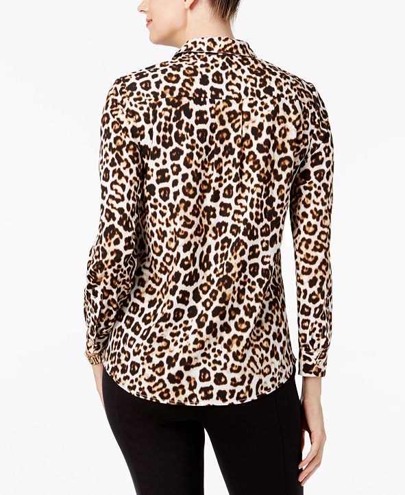 Charter Club Petite Leopard-Print Blouse, Created for Macy's & Reviews ...