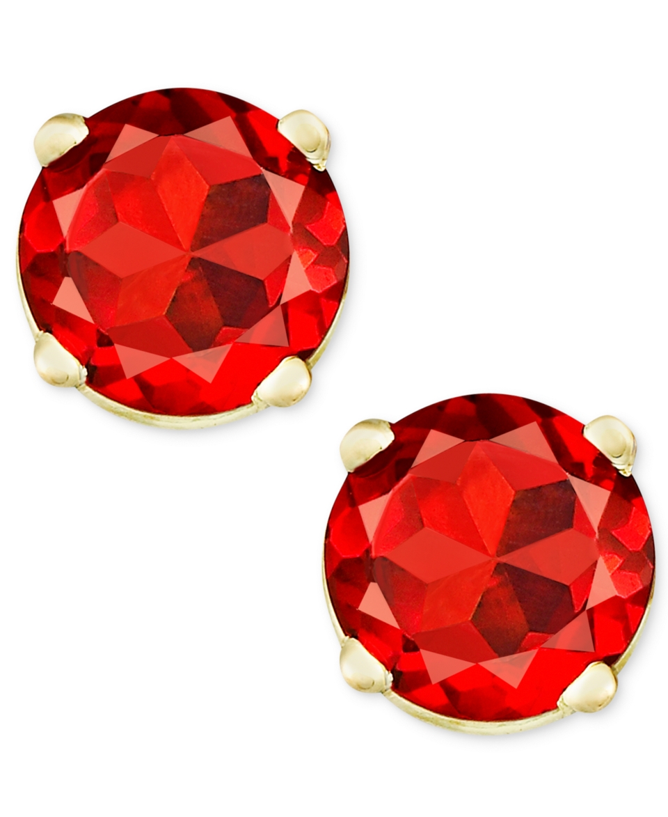 14k Gold Earrings, Garnet Round Stud (1 1/10 ct. t.w.)   Earrings