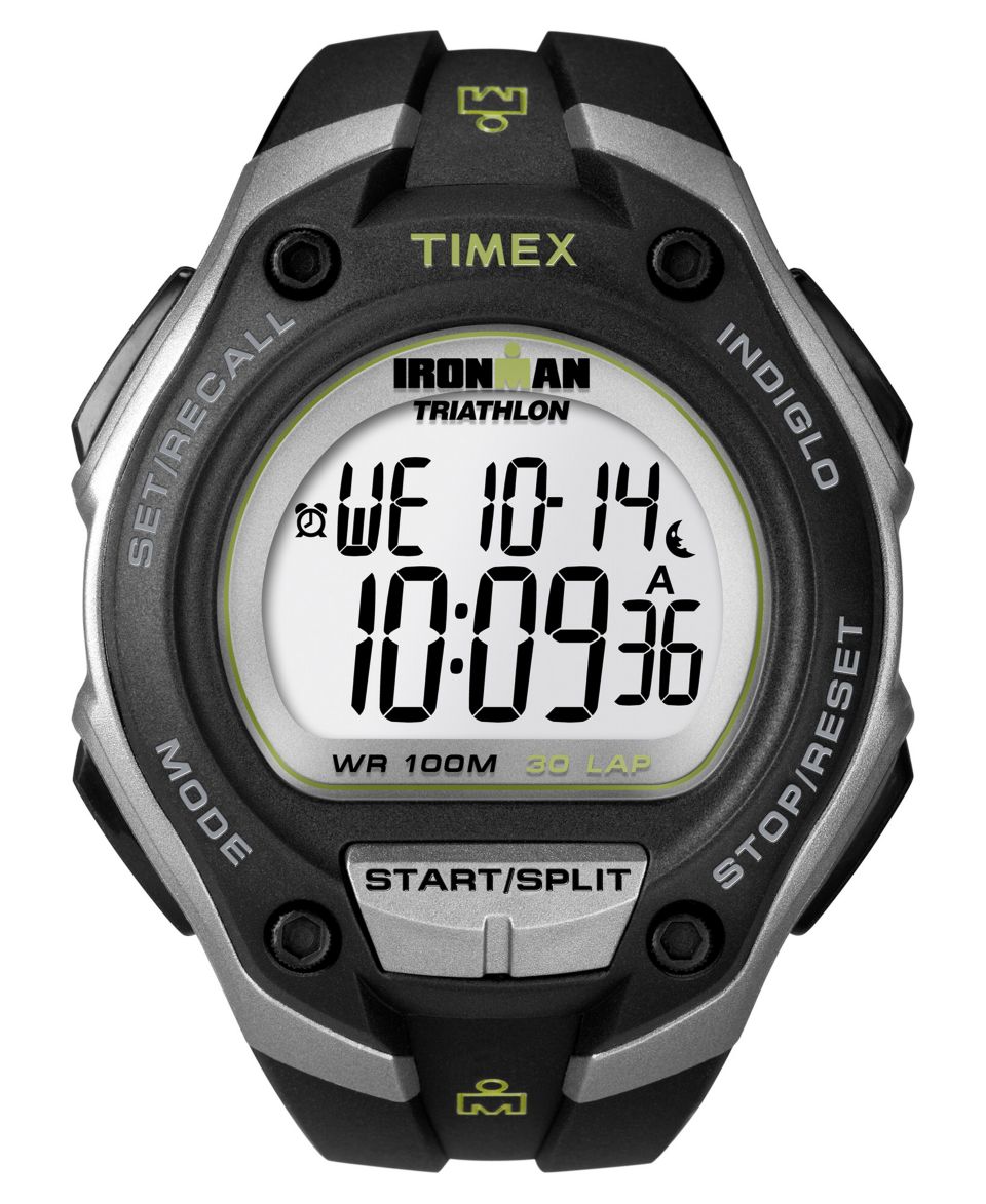 Timex Watch, Mens Digital Ironman 30 Lap Black Resin Strap T5E931UM