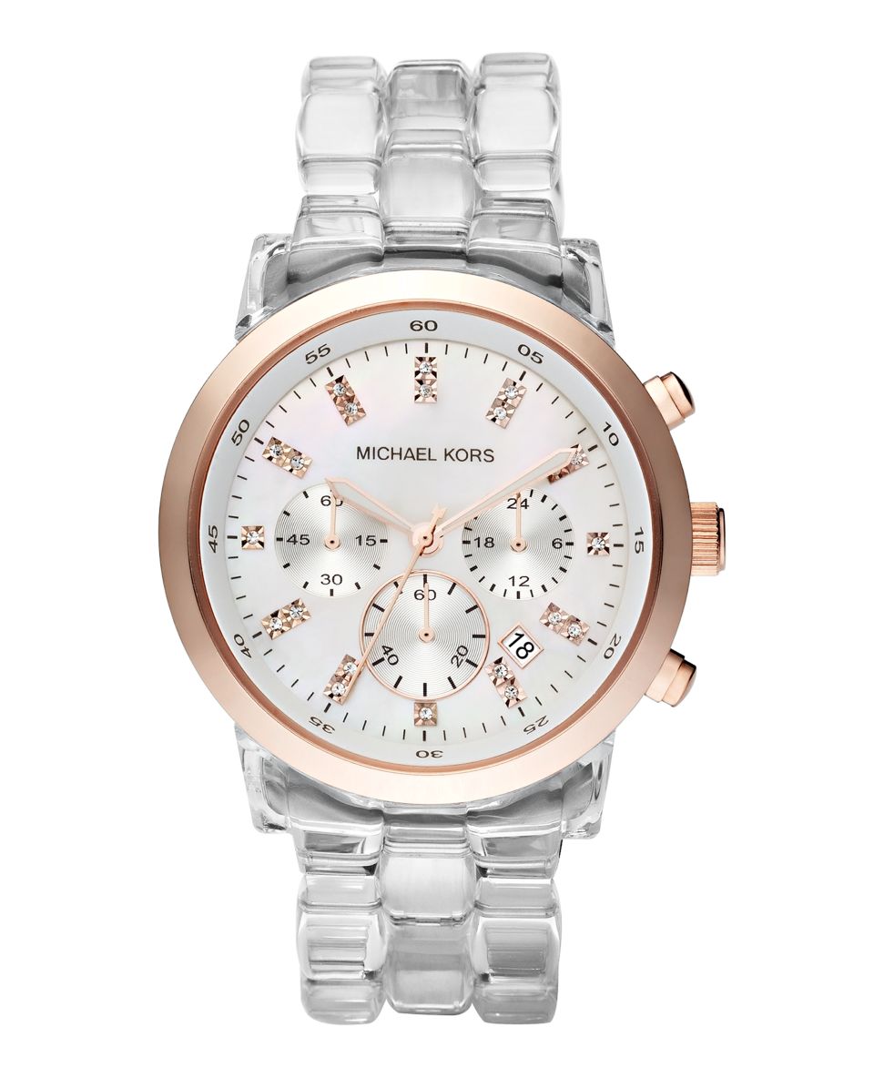 Michael Kors Watch, Womens Chronograph Clear Acetate Bracelet 43mm