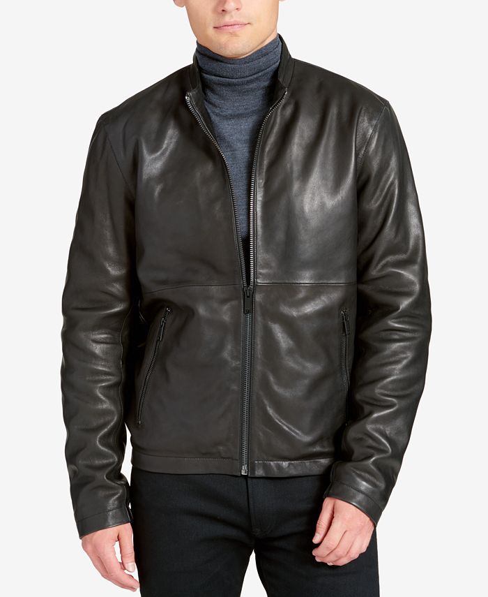 DKNY Men's Leather Racer Jacket & Reviews - Coats & Jackets - Men - Macy's