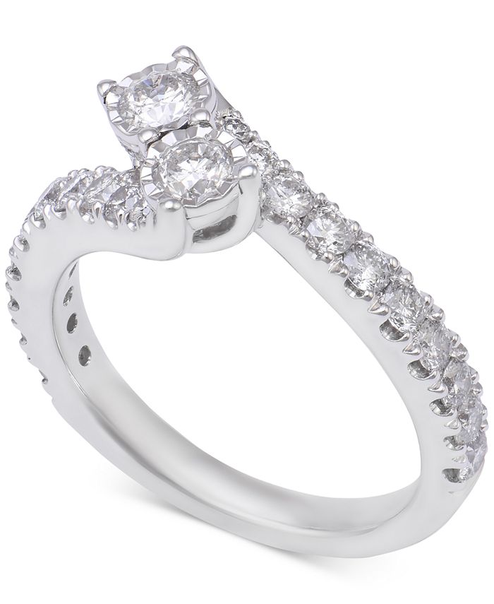 Two Souls One Love Diamond Two Stone Engagement Ring 1 1 5 Ct T W In 14k White Gold Reviews Rings Jewelry Watches Macy S