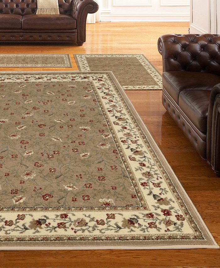KM Home Area Rug Set, Roma Collection 3 Piece Set Floral ...