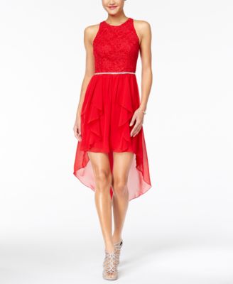 macy's red high low dress