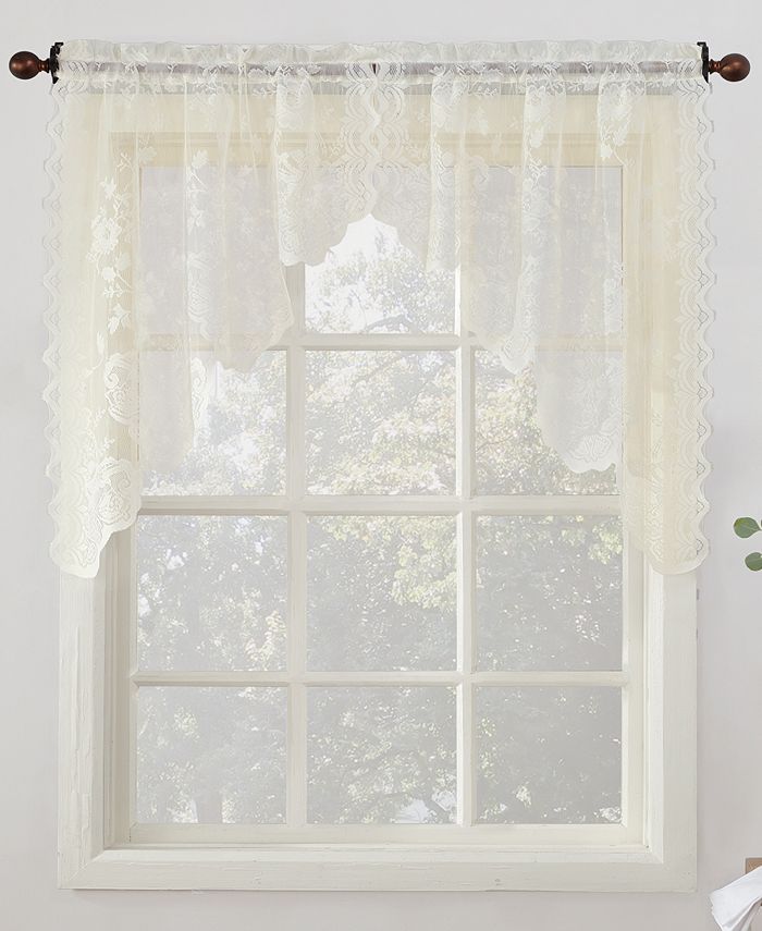 No. 918 Alison Floral Lace 58" x 38" RodPocket Kitchen Curtain Swag